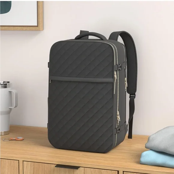 NWT- Travel Carry On Backpack in Black - Picture 2 of 12